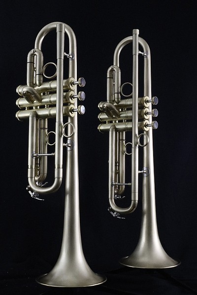 A set of custom UWH trumpets in Bb and C
