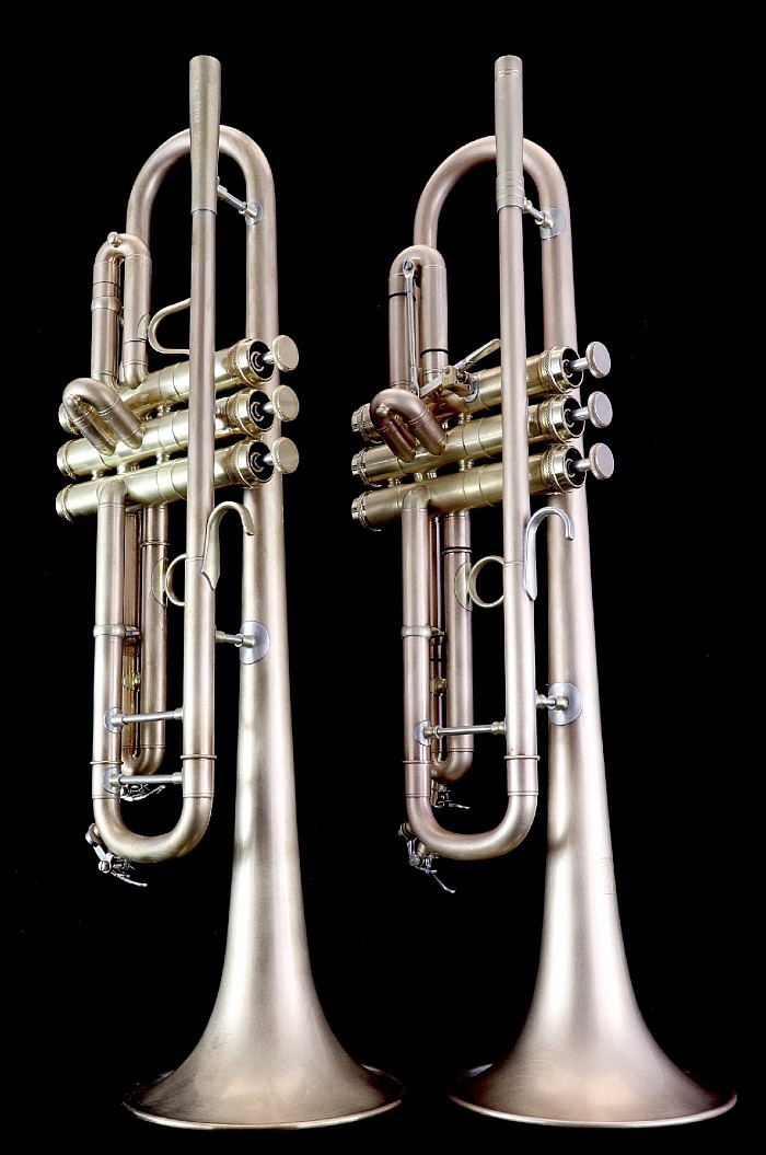Two differently configured RBM Bb trumpets