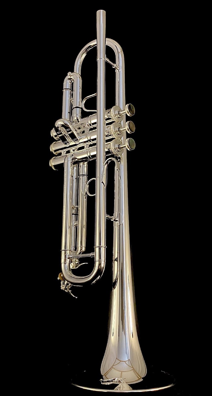 UWH custom Bb trumpet in bright silverplate